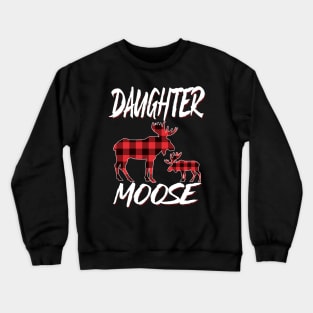Red Plaid Daughter Moose Matching Family Pajama Christmas Gift Crewneck Sweatshirt